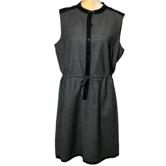 J. Crew Dresses & Skirts - J Crew Black & Gray Wool/Polyester Drawstring Shirt Dress. Size Large